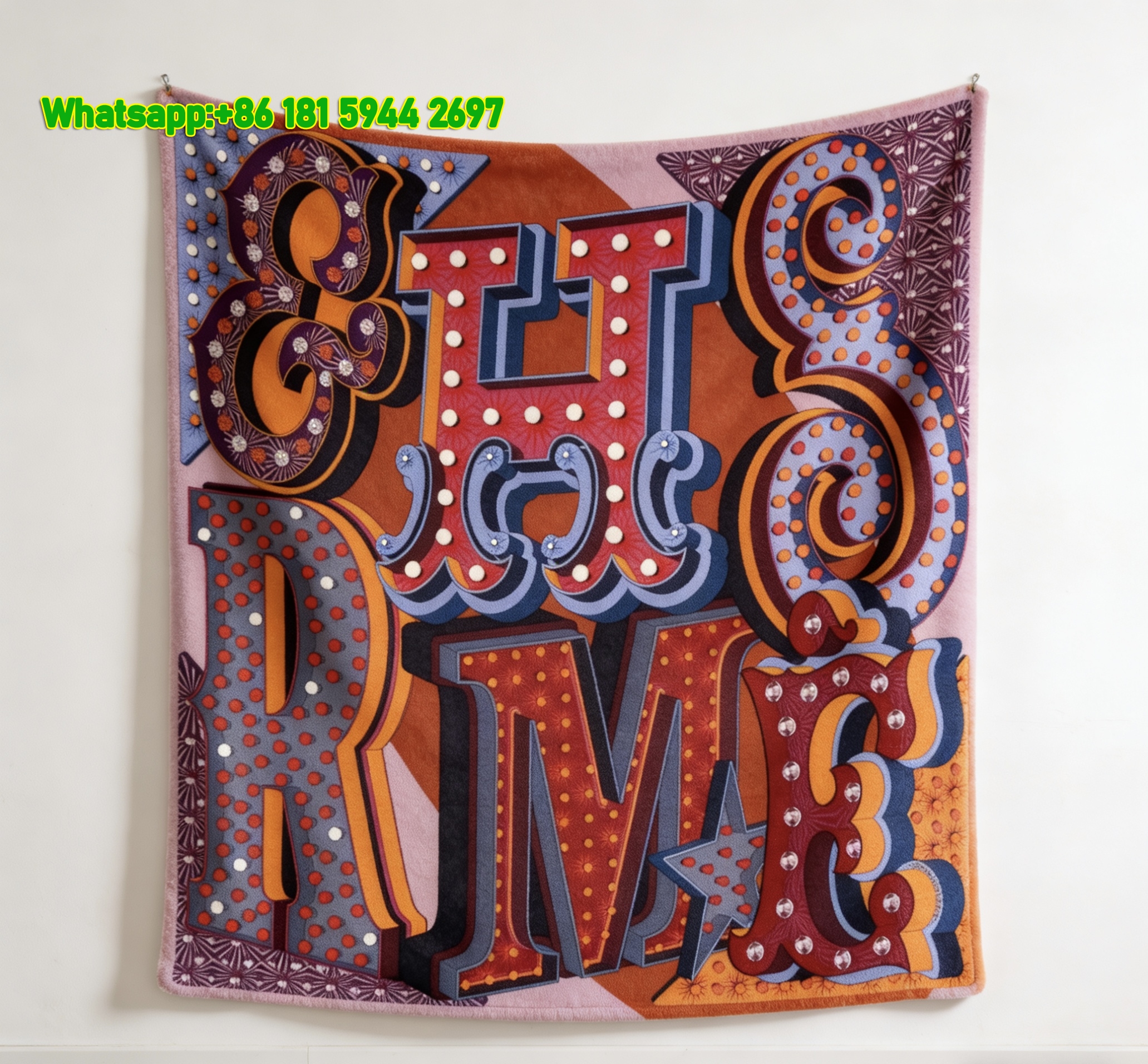 Hermès 3D Letter Scarf Print Flannel Throw Blanket IMG_5396